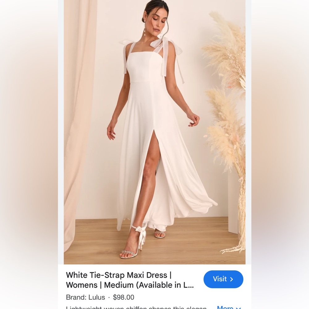 Lulus White wedding dress with chiffon bows size extra large